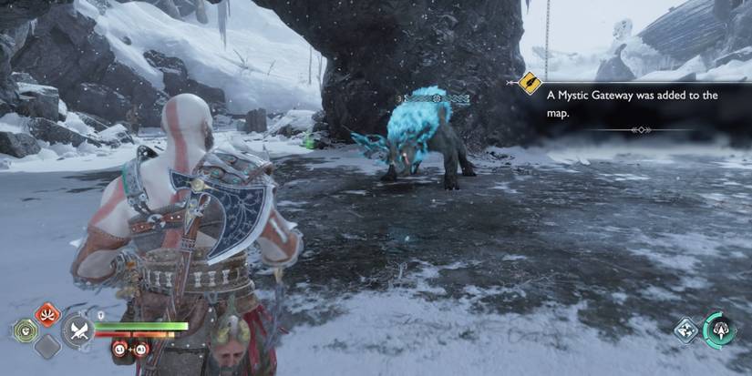 Kratos fights a Frost Gradungr in God of War Ragnarok