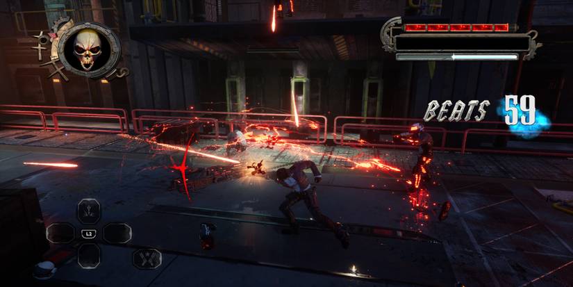 Fighting enemies in Gungrave GORE