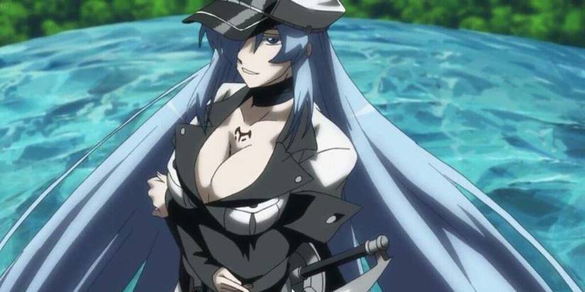Esdeath smiles after destroying a Danger Beast with her ice powers in Akame Ga Kill!