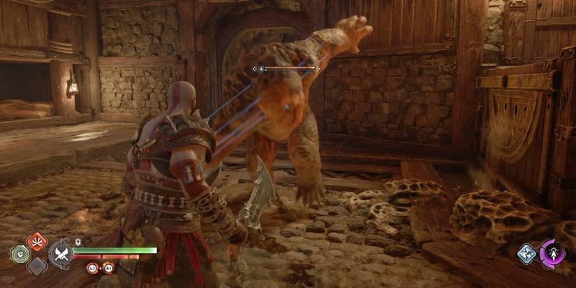 Kratos faces a Bergsra in God of War Ragnarok