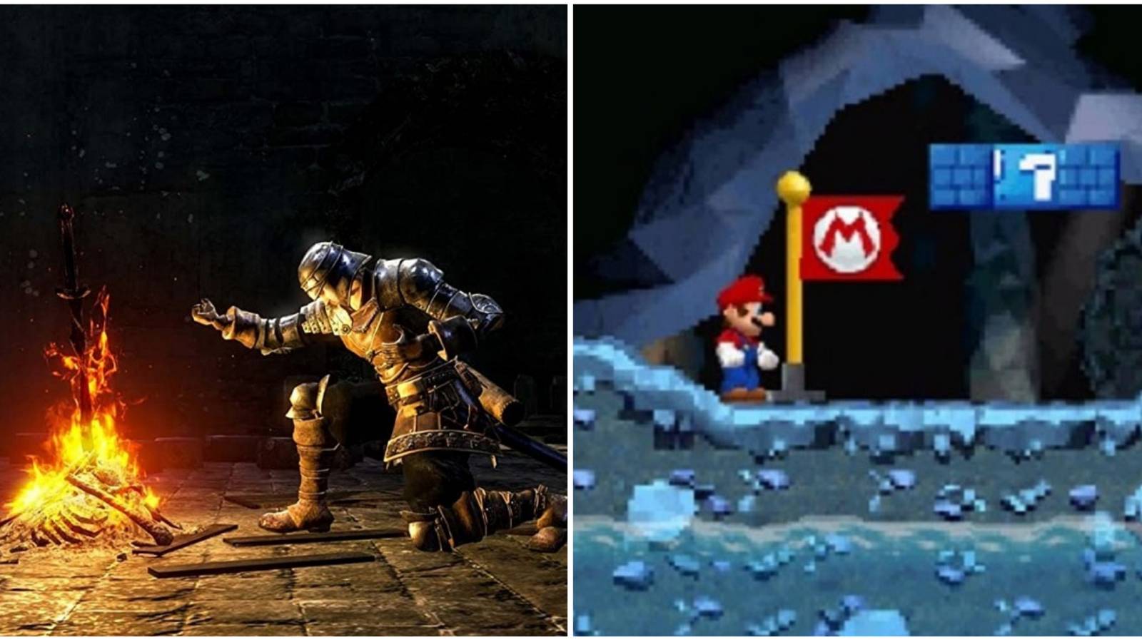 Iconic Checkpoints- Dark Souls New Super Mario Bros