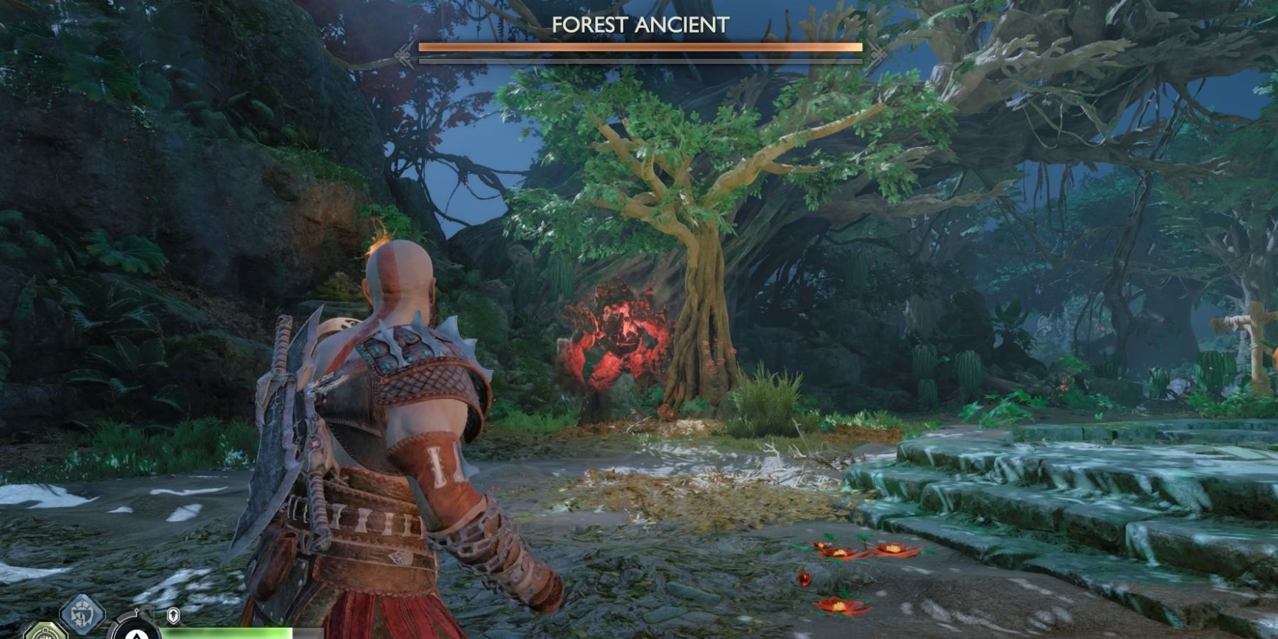 Kratos faces the Forest Ancient in God of War Ragnarok