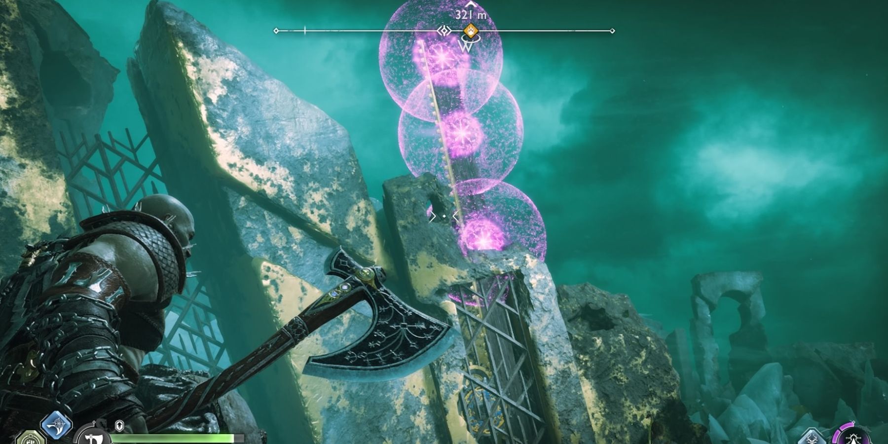 Kratos uses Hex Bubbles in God of War Ragnarok