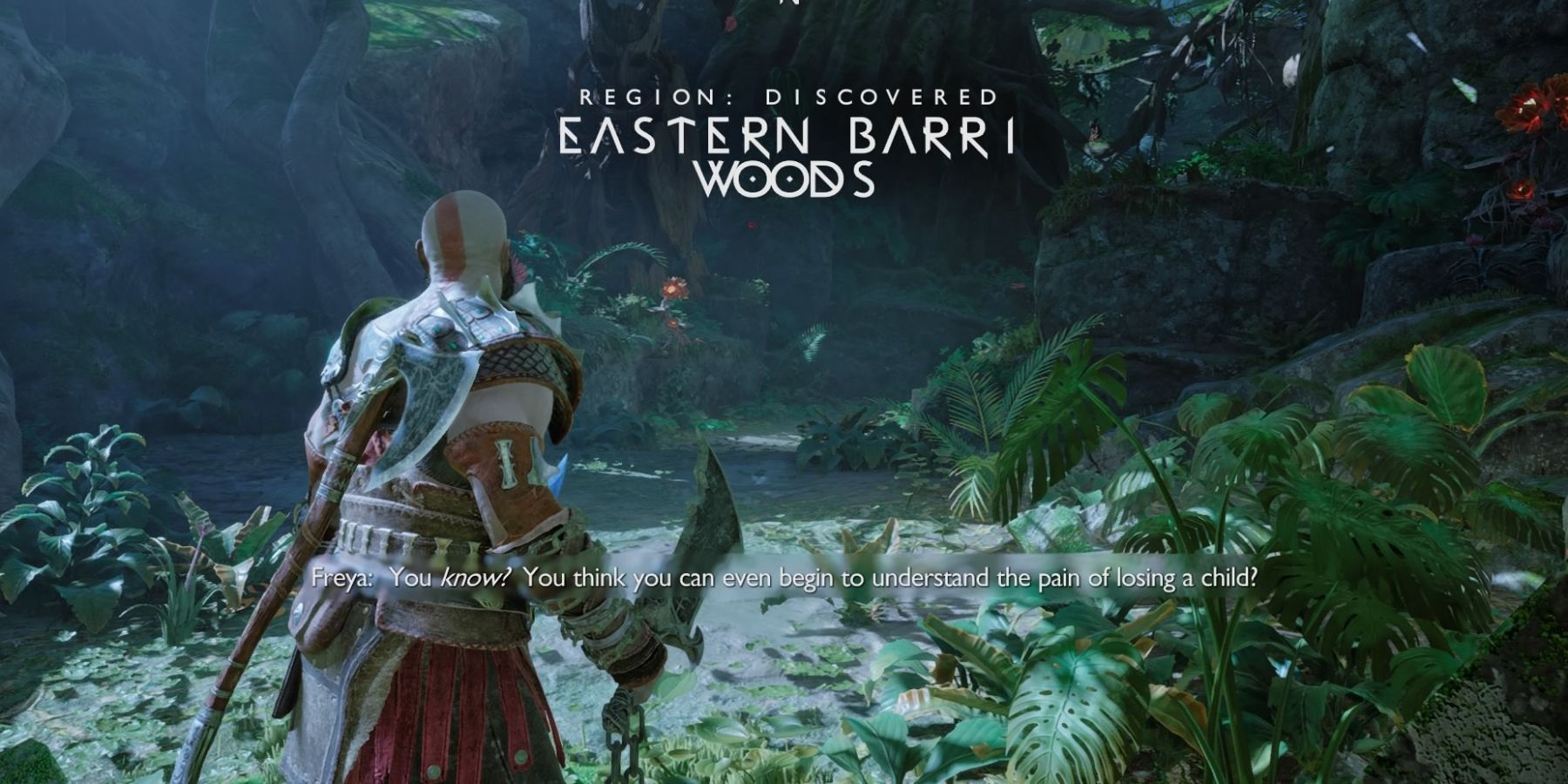 Kratos finds the Eastern Barri Woods in God of War Ragnarok