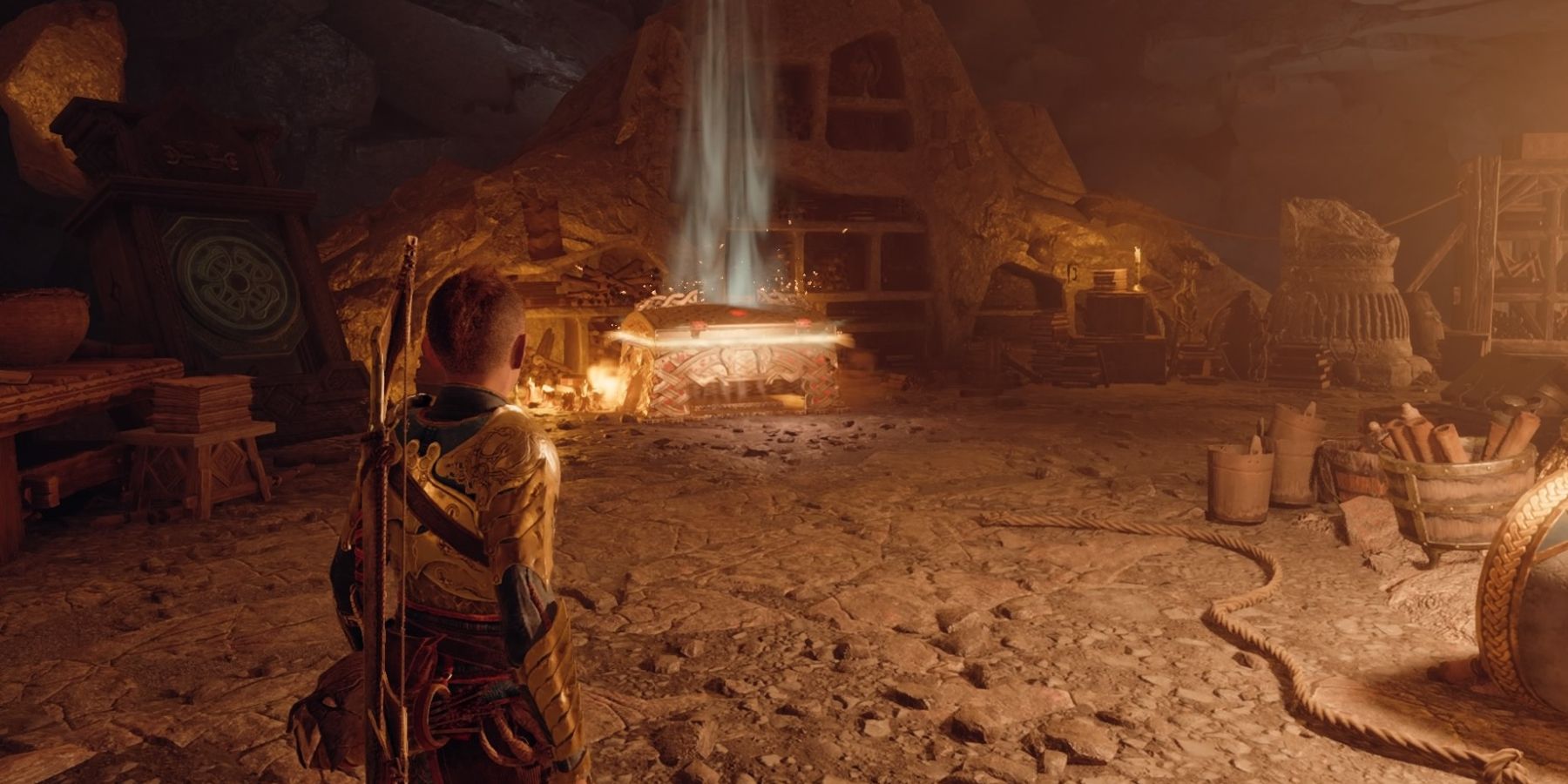 Atreus finds a Legendary Chest in God of War Ragnarok