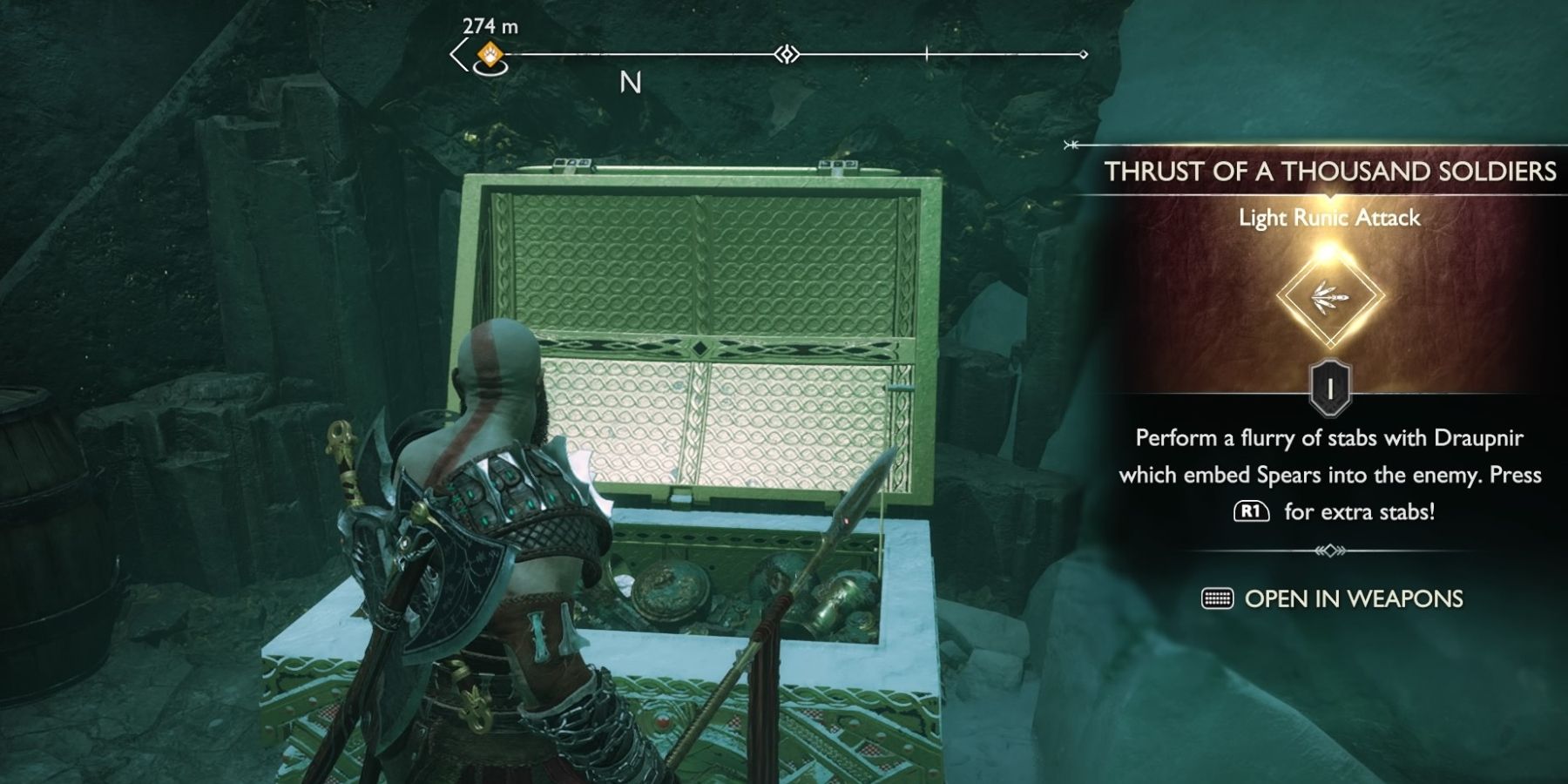 Kratos finds a Legendary Chest In God Of War Ragnarok