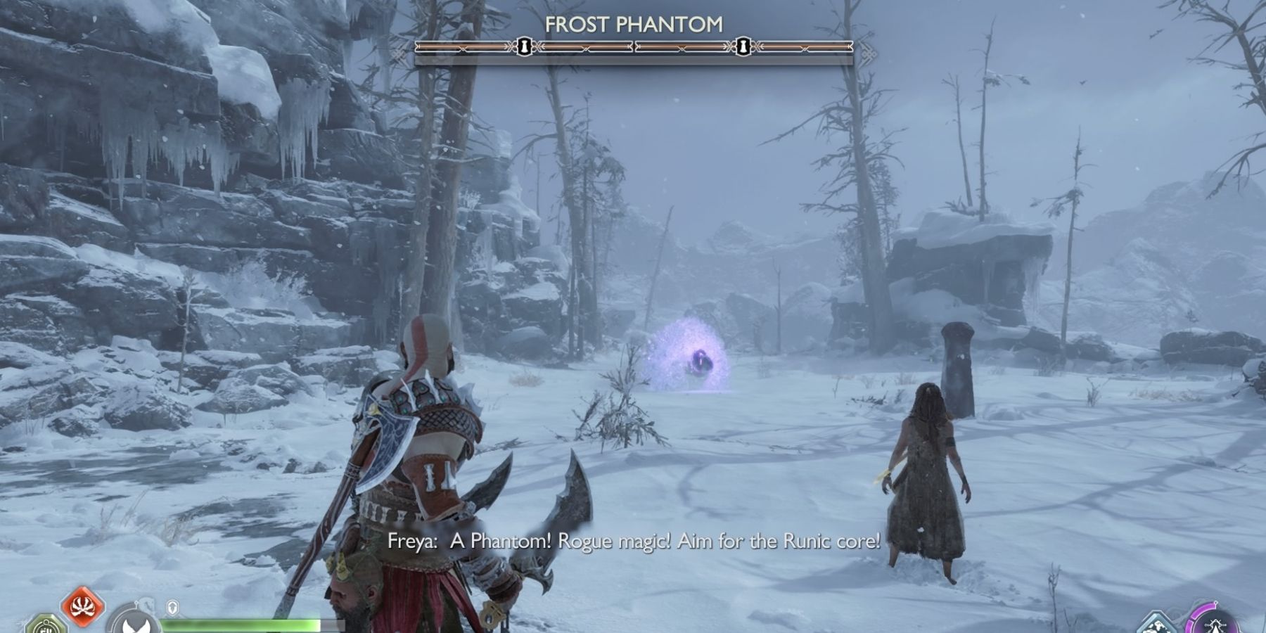 Kratos and Freya face the Frost Phantom