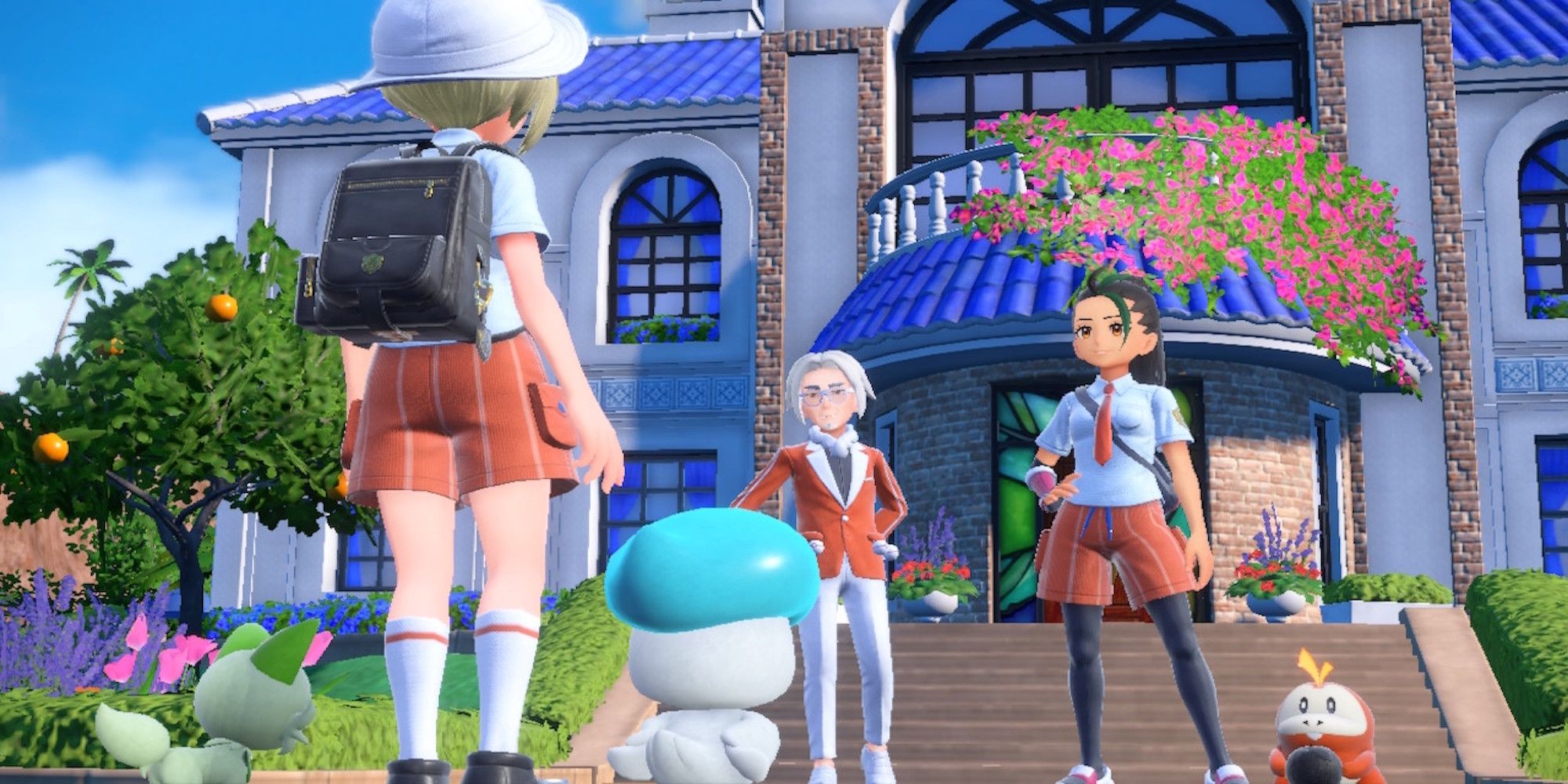 A cutscene featuring characters in Pokemon Scarlet and Pokemon Violet