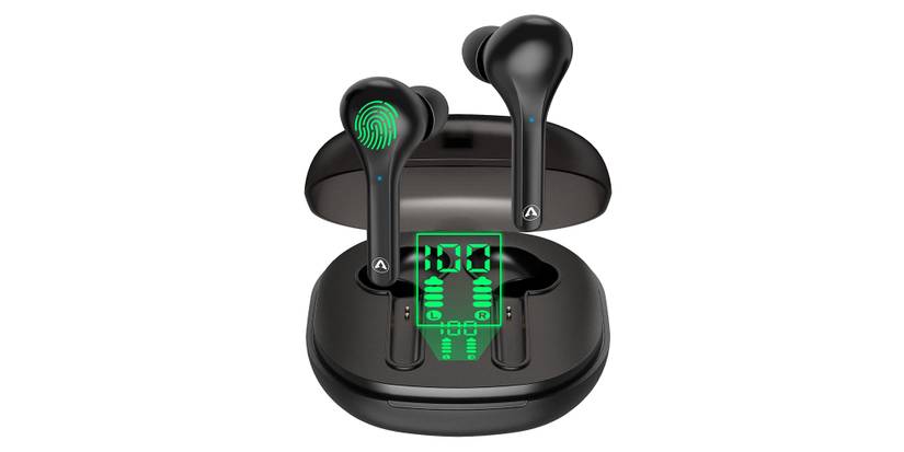 AMZANE Wireless Earbuds w Wireless Charging Case & Built-in Mic