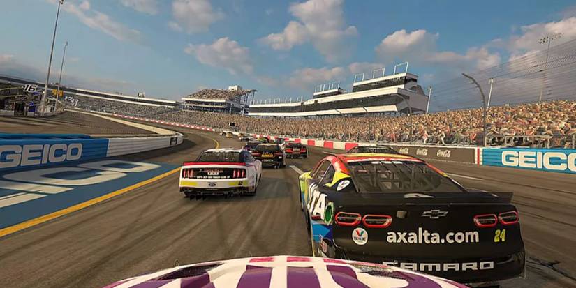 An intense race in Nascar Rivals