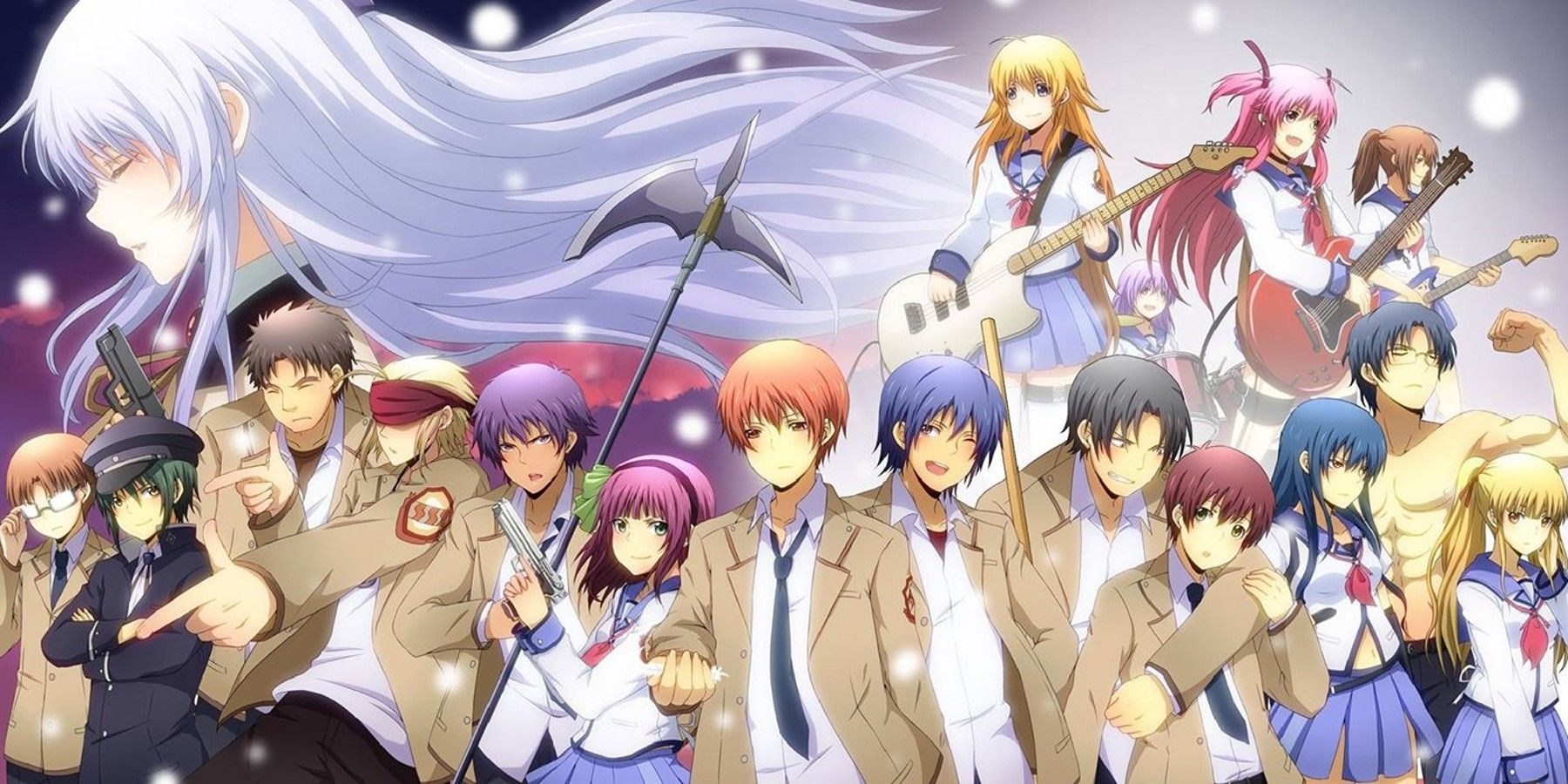 Angel Beats - All Of The Main Cast Members Gathered Together In A Group Shot That Shows Off Their Most Identifiable Personaltiy Traits (1)