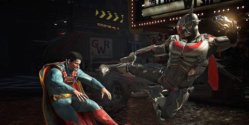 Batman fighting Superman in Injustice 2