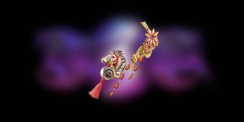 Bayonetta 3 Conqueror's Reins. A pendant featuring a white horse and pink tassles