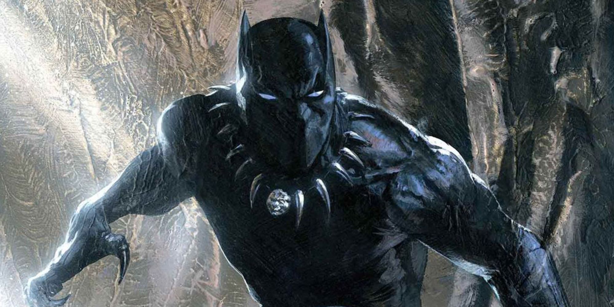 Black Panther Wearing His Suits in a Cave