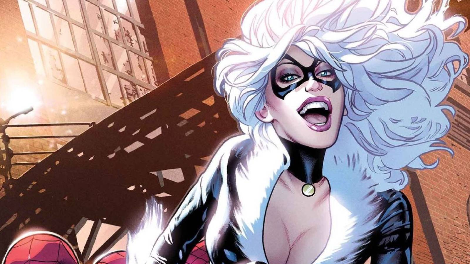 Black Cat with Spider-Man in a comic book panel