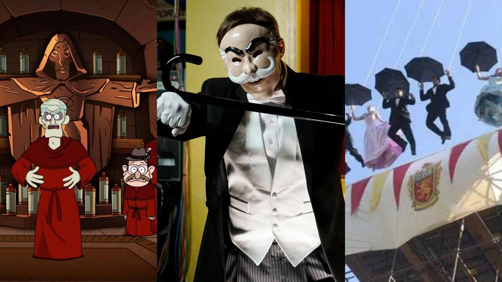 Blind Eye Society members in Gravity Falls, fsociety member in Mr. Robot, members of The Life and Death Brigade in Gilmore Girls