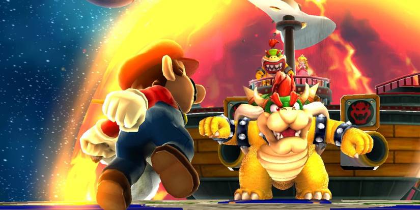 Bowser Faces Mario In Front Of His Airship
