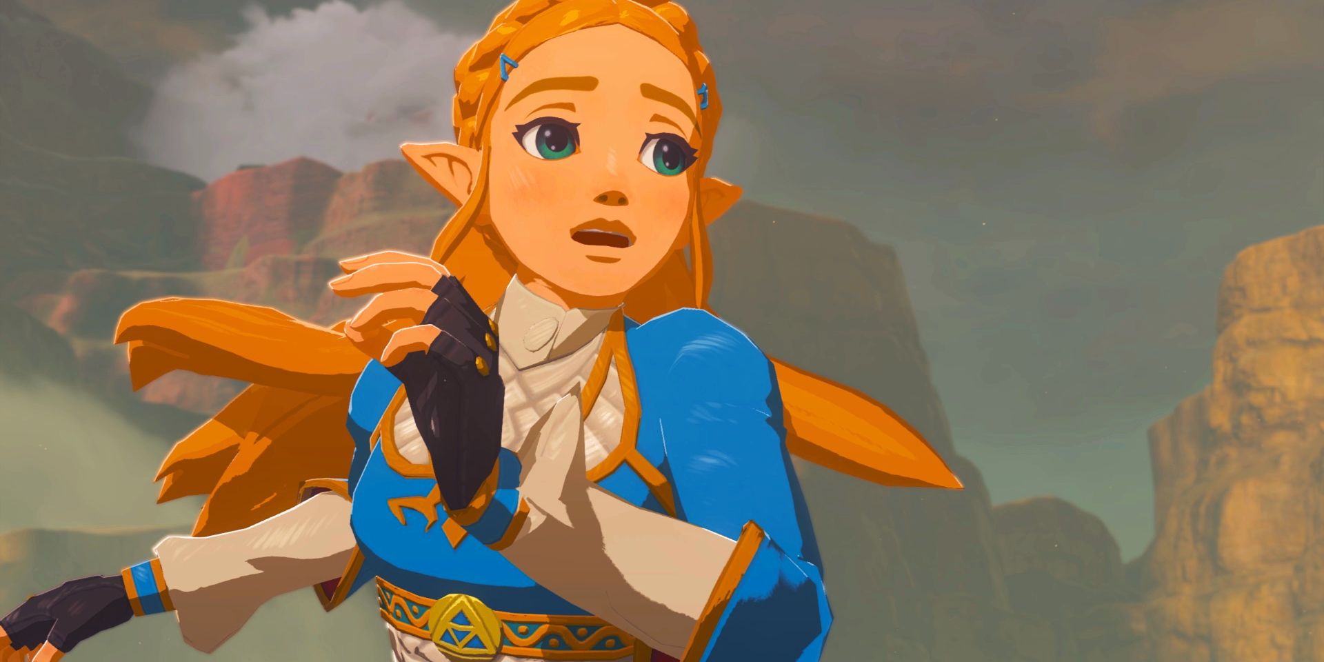 Breath of the Wild closeup of Zelda running