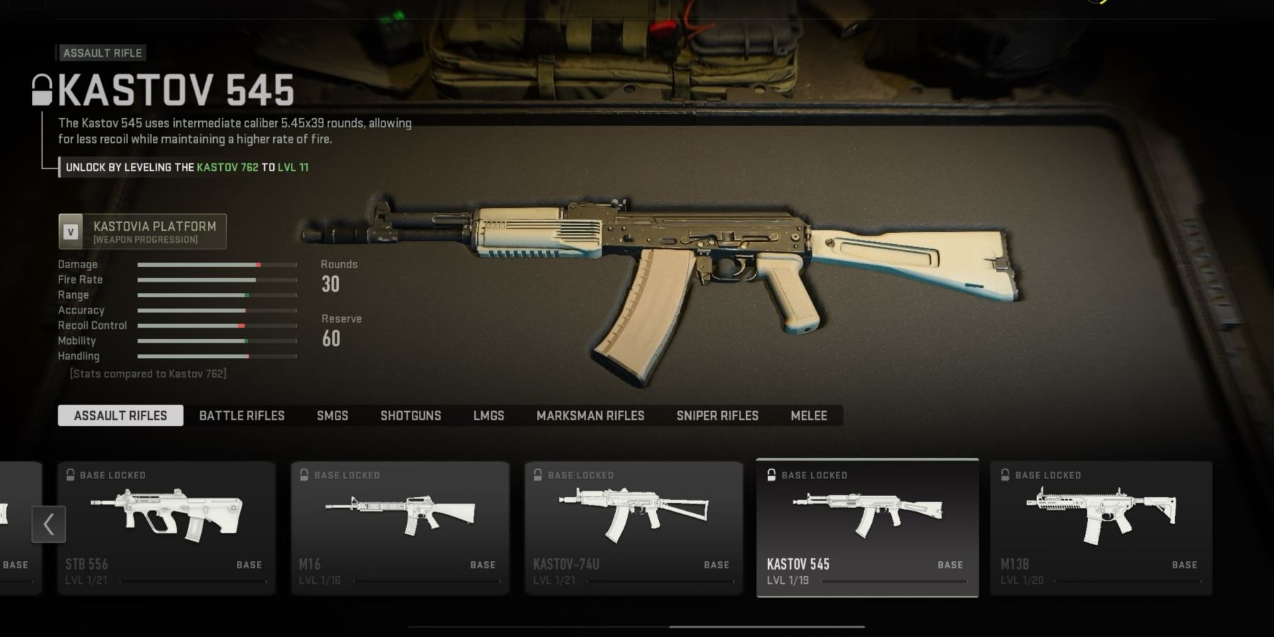 Call Of Duty Modern Warfare II (2022) Kastov 545 Weapon Selection