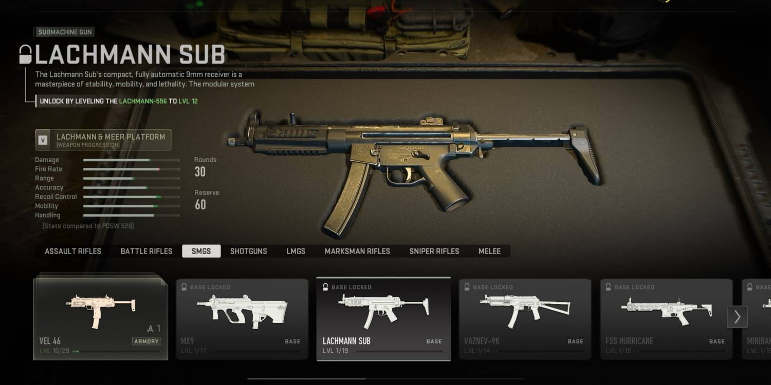 Call Of Duty Modern Warfare II (2022) Lachmann Sub Weapon Selection