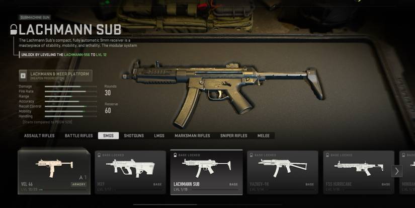 Call Of Duty Modern Warfare II (2022) Lachmann Sub Weapon Selection