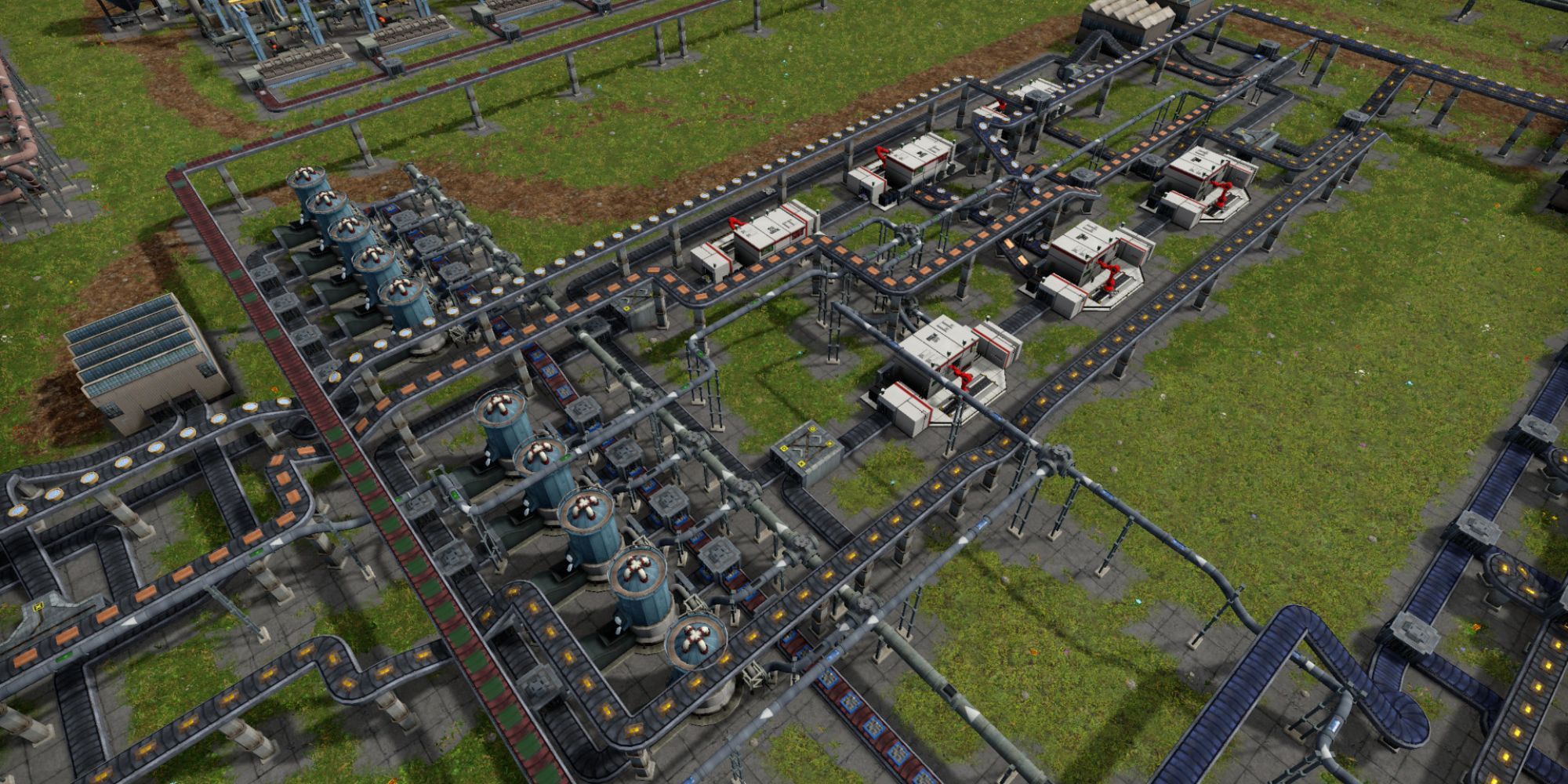 A variety of conveyor belts and machines in Captain of Industry