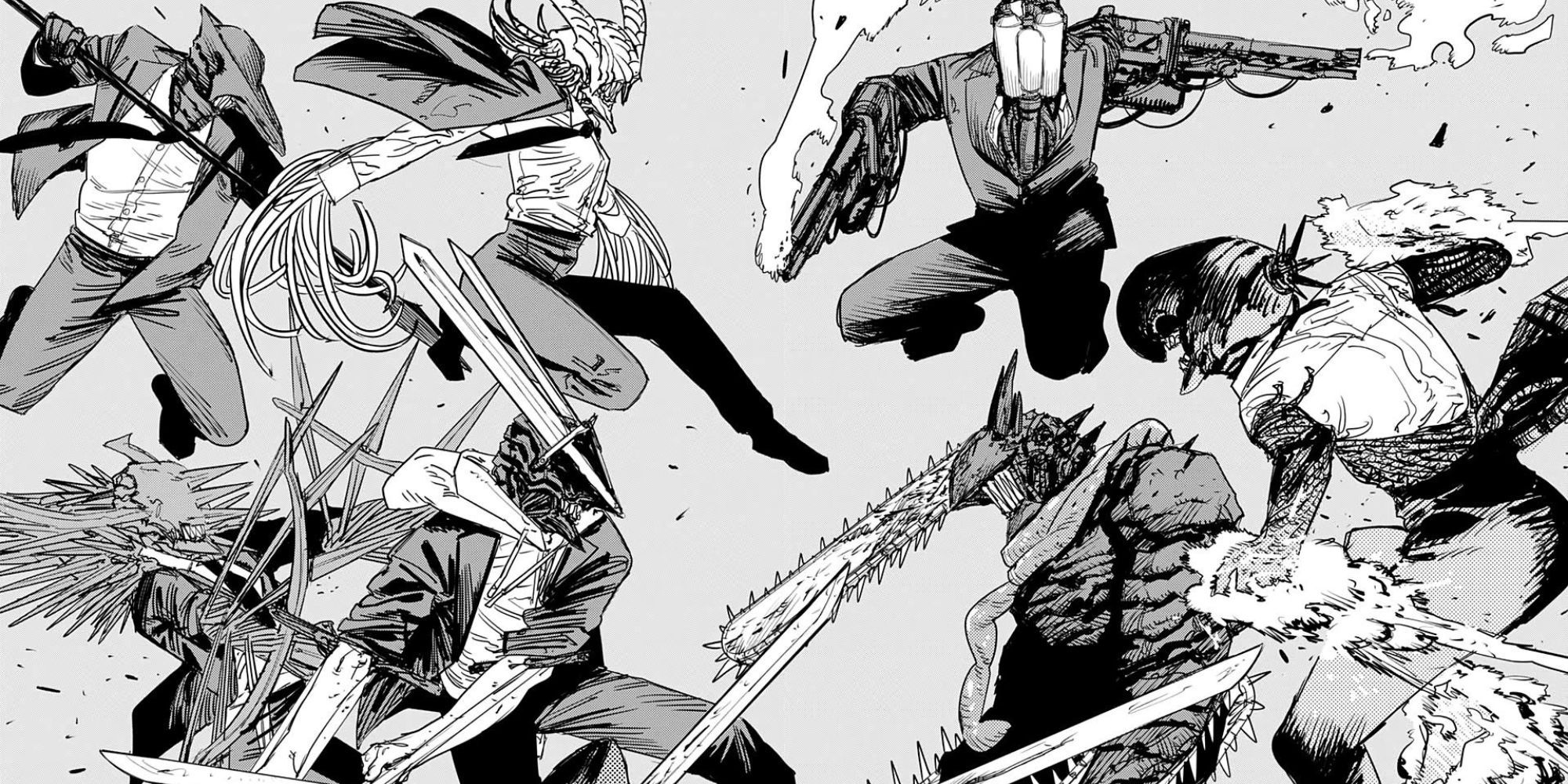 Chainsaw Man all hybrids fighting