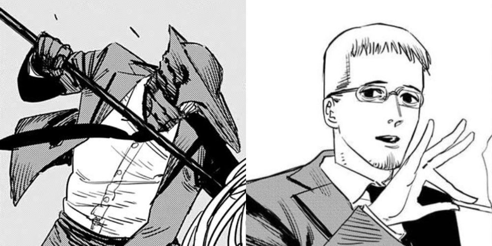 Chainsaw man Spear Hybrid in his hybrid form and his human form