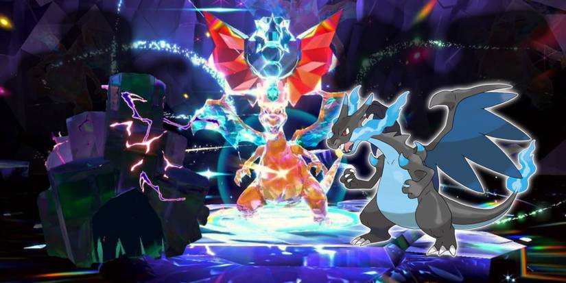 pokemon scarlet violet charizard tera type dragon event raid gigantamax mega evolution