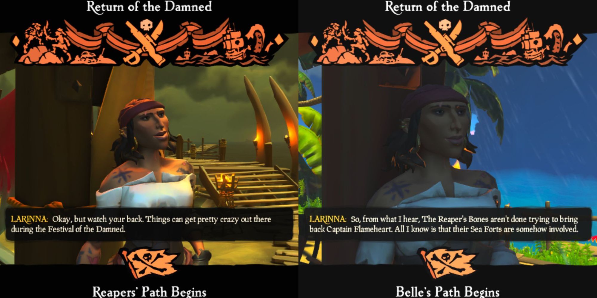Reapers' Path And Belle's Path From Larinna In Adventure 9 Return Of The Damned Sea Of Thieves
