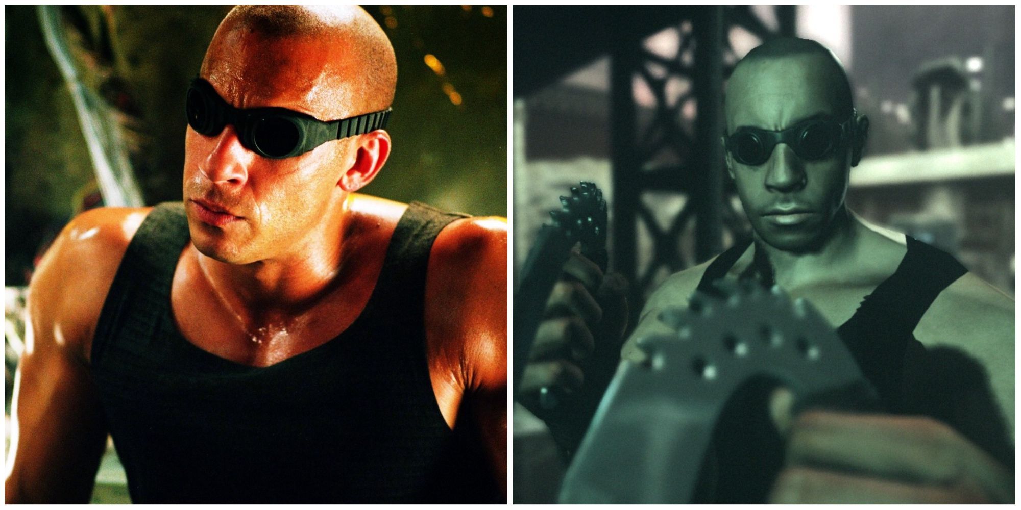 Vin Diesel As Riddick In Pitch Black, Riddick in The Chronicals of Riddick: Assault on Dark Athena