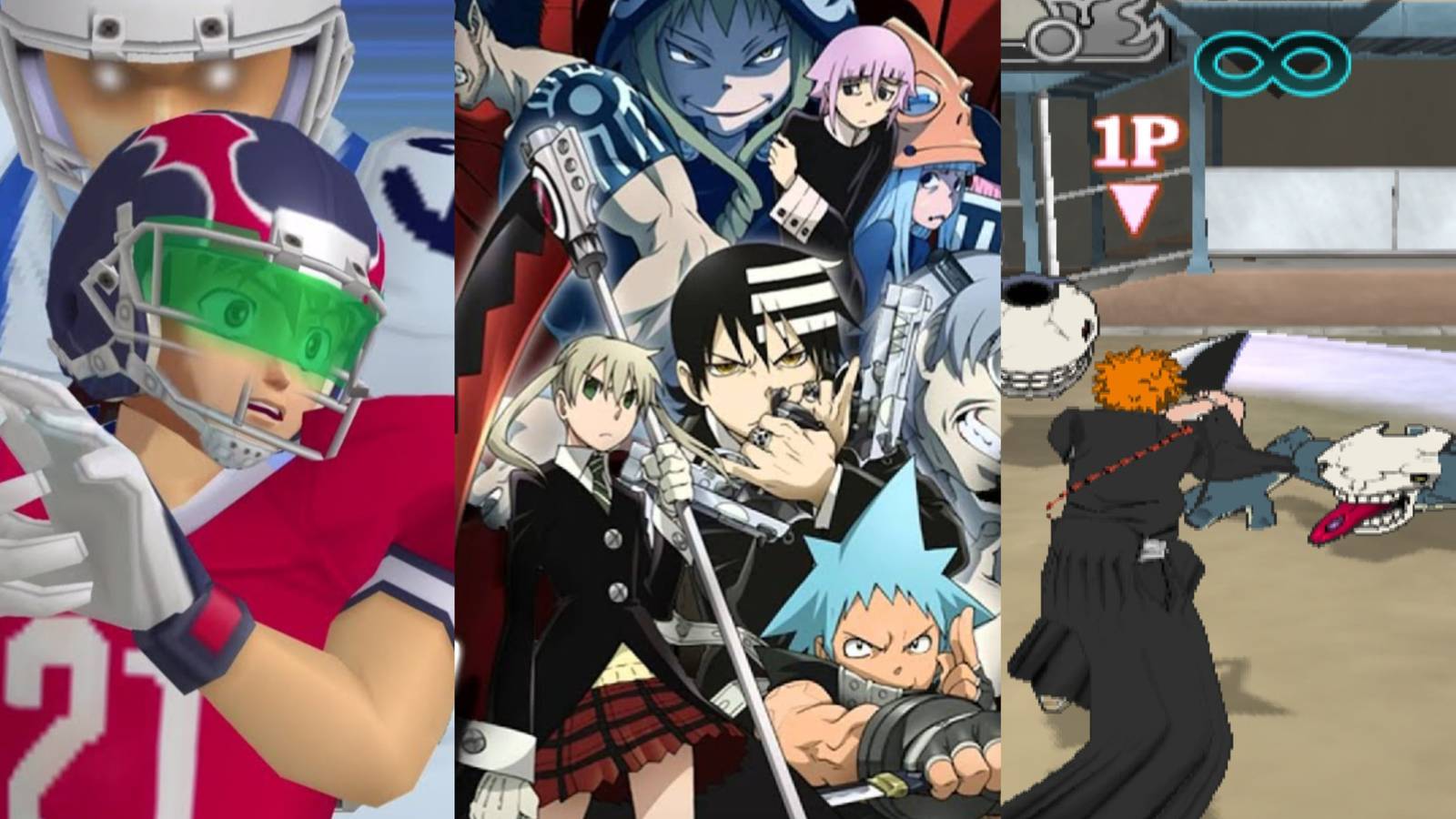 Eyeshield 21 game, Soul Eater: Battle Resonance, and Bleach: Blade Battlers