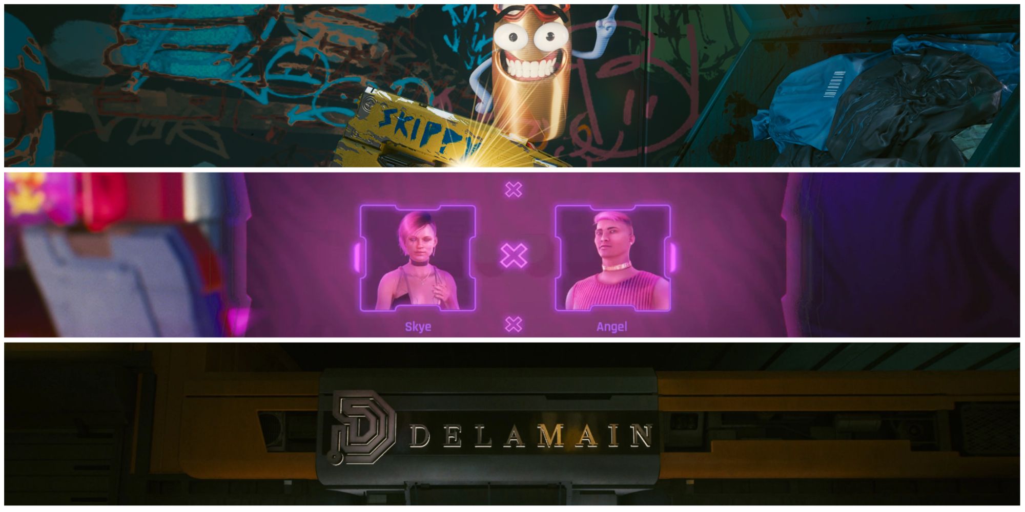 Cyberpunk 2077 Collage Skippy Delamain Angel Skye