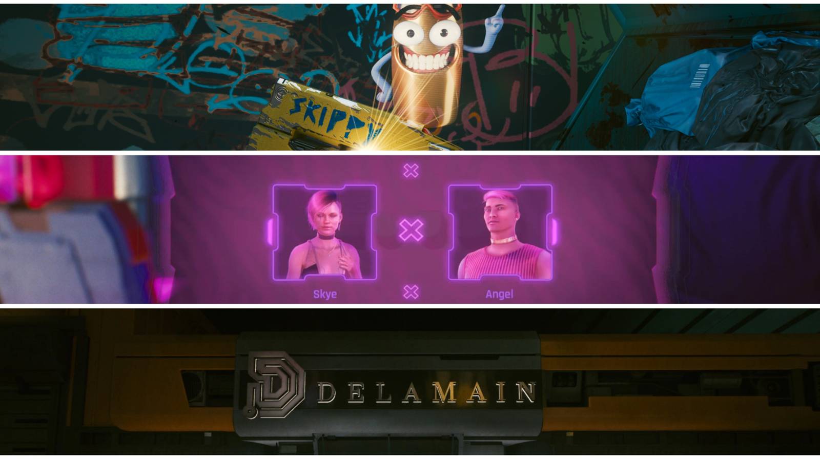 Cyberpunk 2077 Collage Skippy Delamain Angel Skye