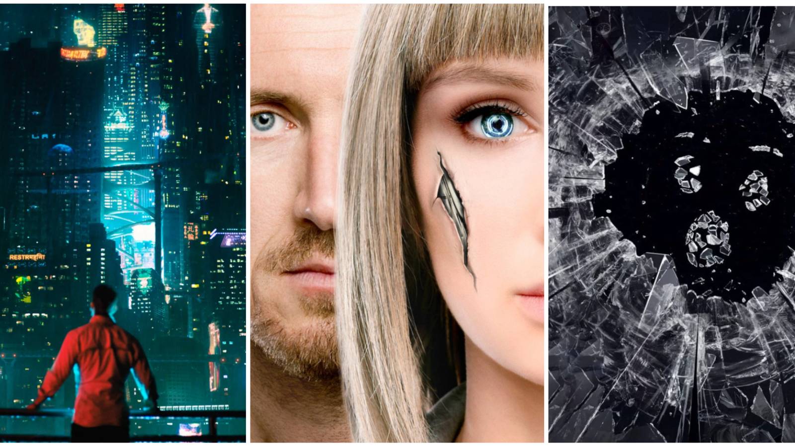 Collage of Altered Carbon Better Than Us and Black Mirror