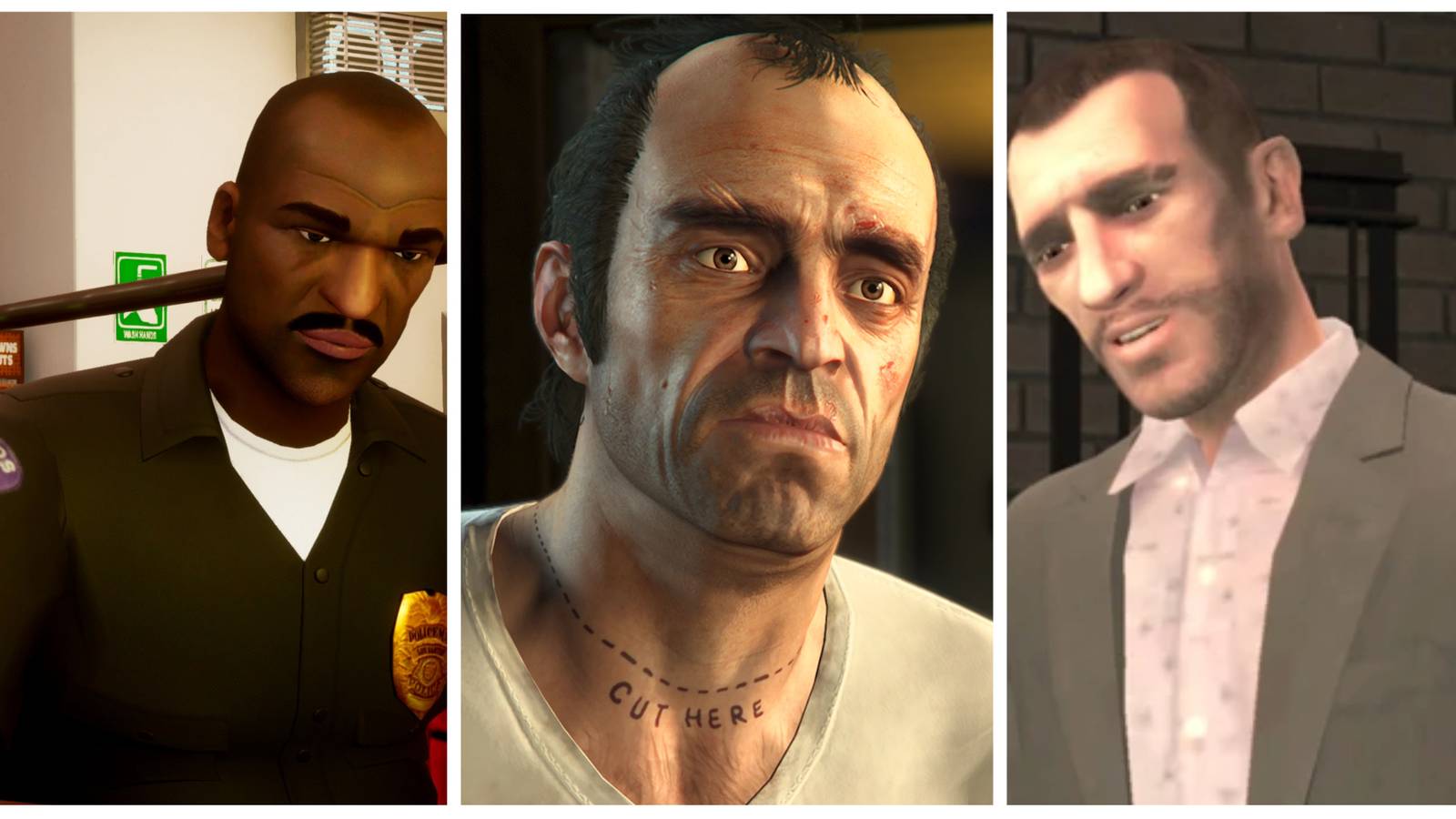 officer tenpenny, trevor philips and niko bellic