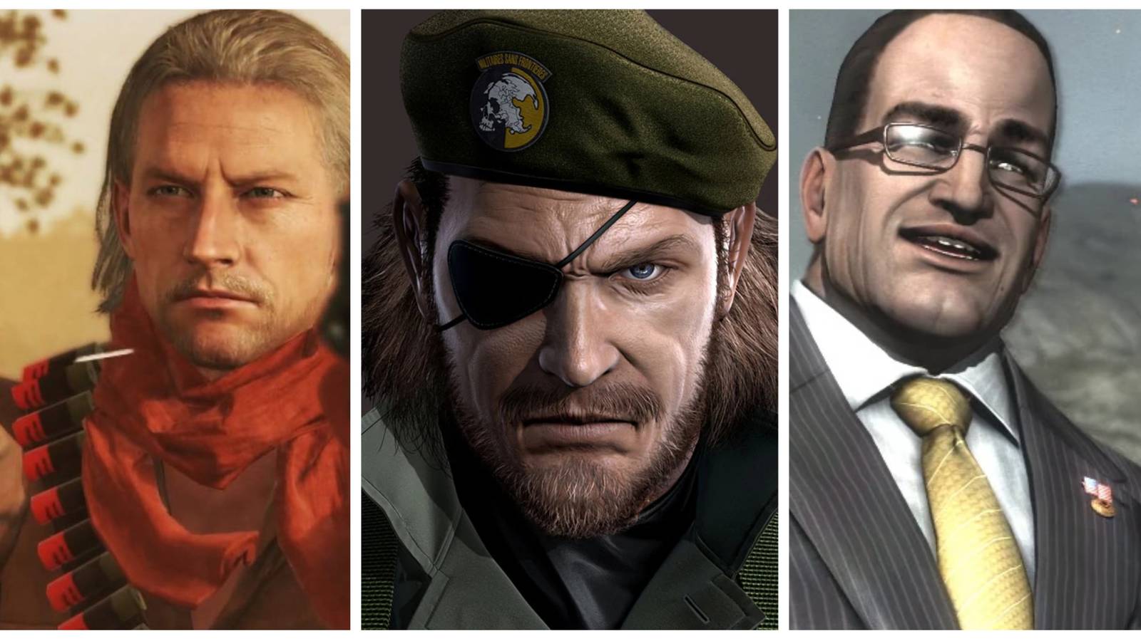 revolver ocelot, big boss and senator armstrong from metal gear