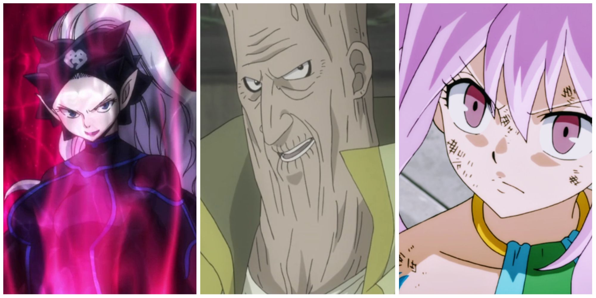 Headshots of Mirajane Strauss, Warrod Sequen, and Wendy Marvell placed parallely.