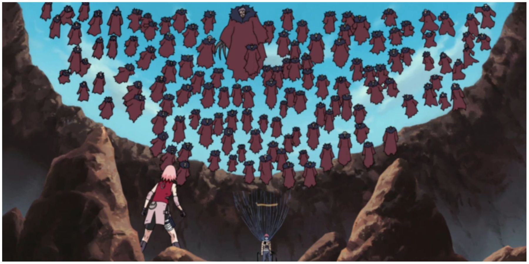 Sasori Using HIs Performance Of 100 Puppets Against Sakura & Chiyo