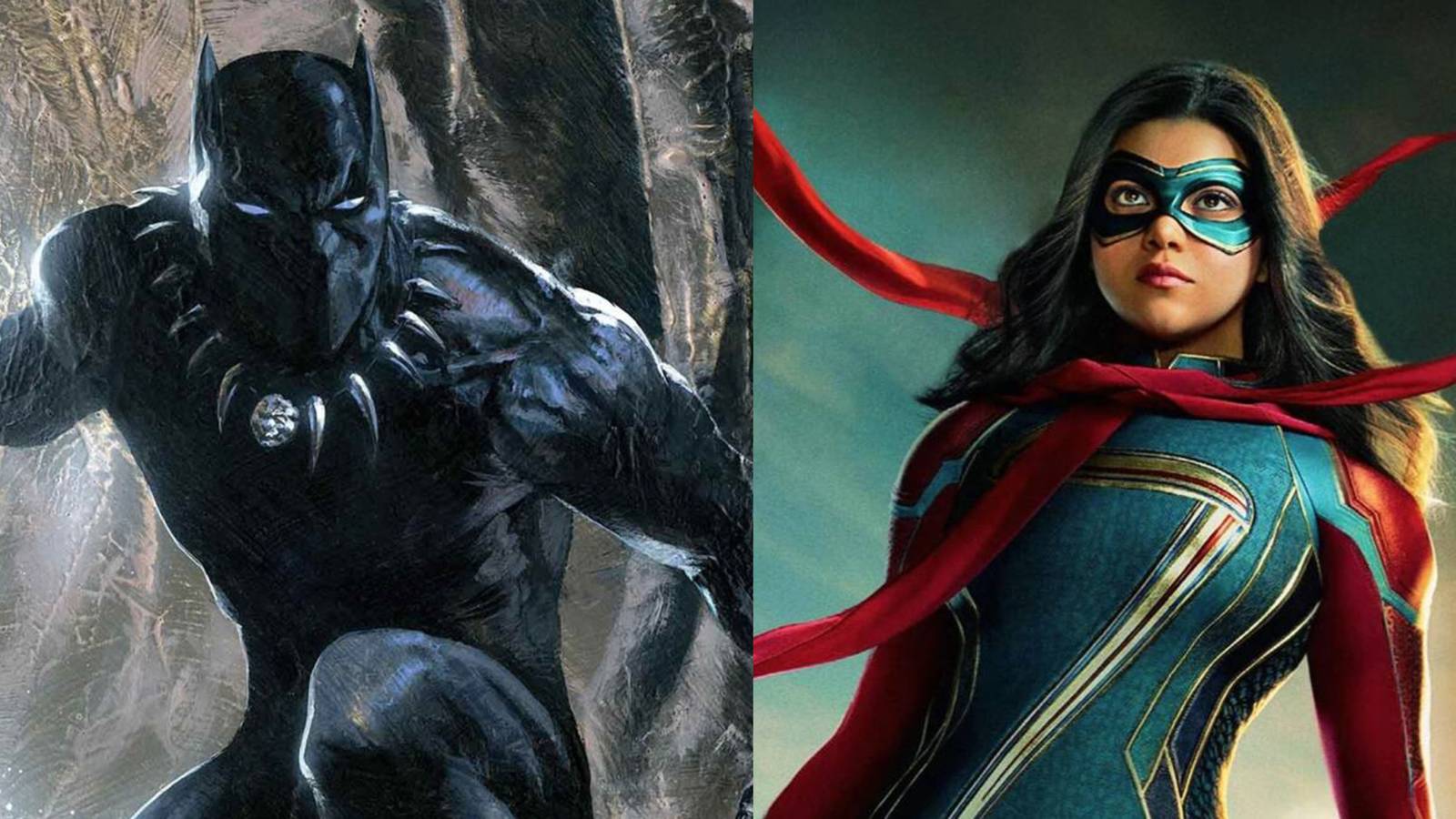 Collage of Black Panther and Mrs Marvel