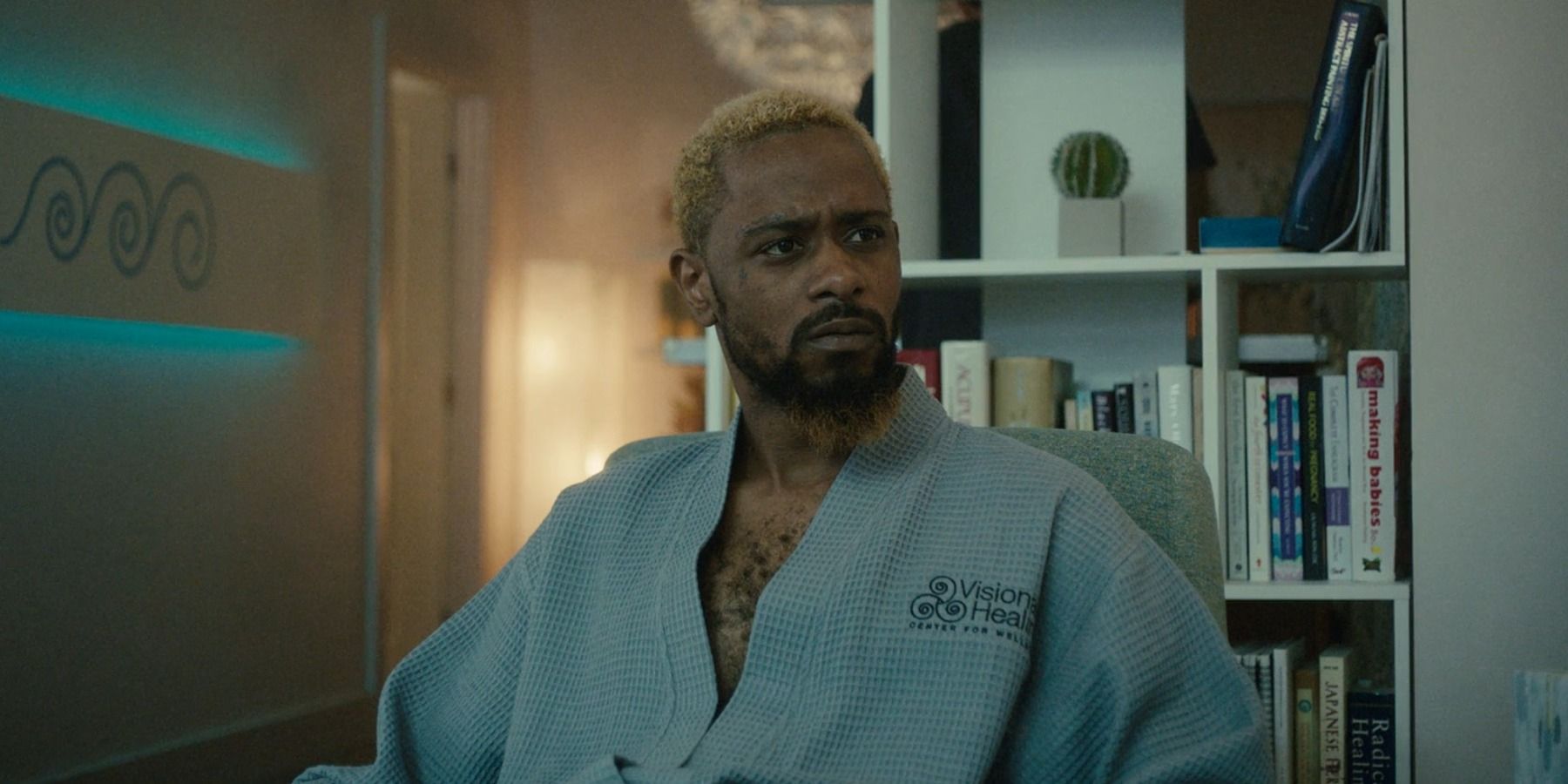 Lakeith Stanfield as Darius confused in spa robe Atlanta finale