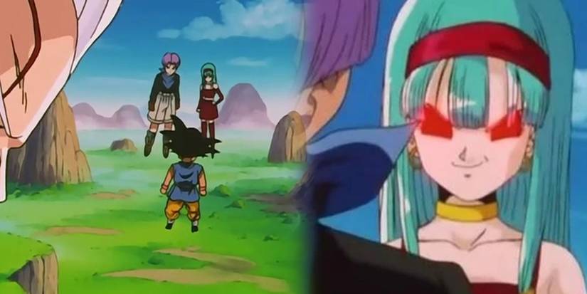 Dragon Ball - Bulla And Trunks Posessed By Baby Both Floating While Talking To Goku