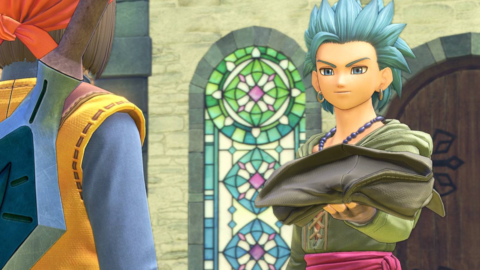 Dragon Quest 11 Eric handing hero a new outfit