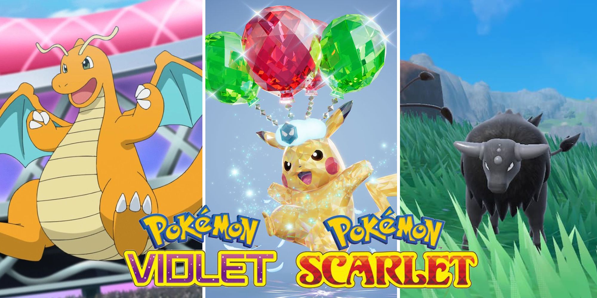 Dragonite, Pikachu Tera Form, and Paldean Tauros In Pokemon Scarlet & Violet Best Kanto Pokemon