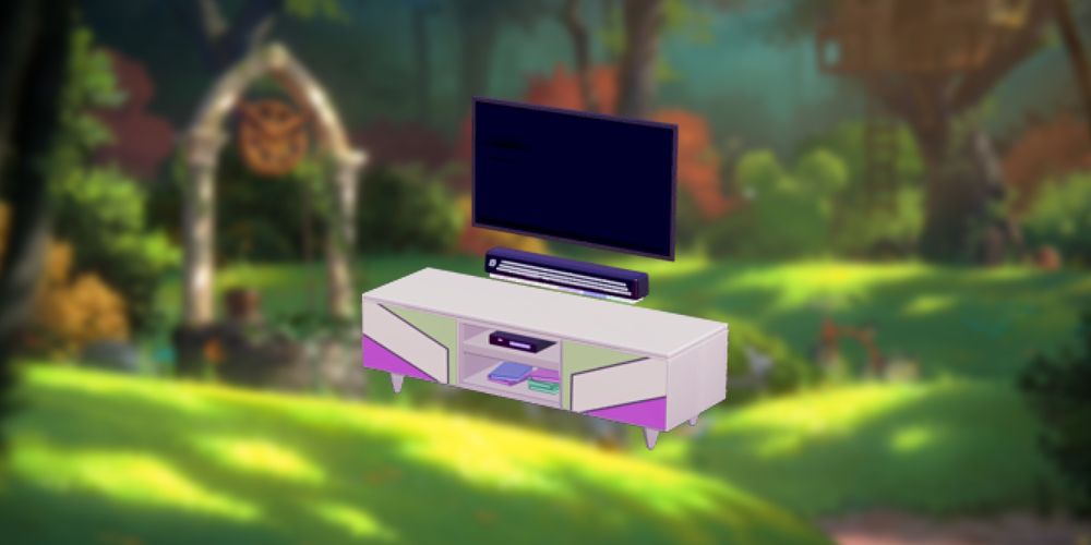 Entertainment System with TV and storage in Dreamlight Valley 