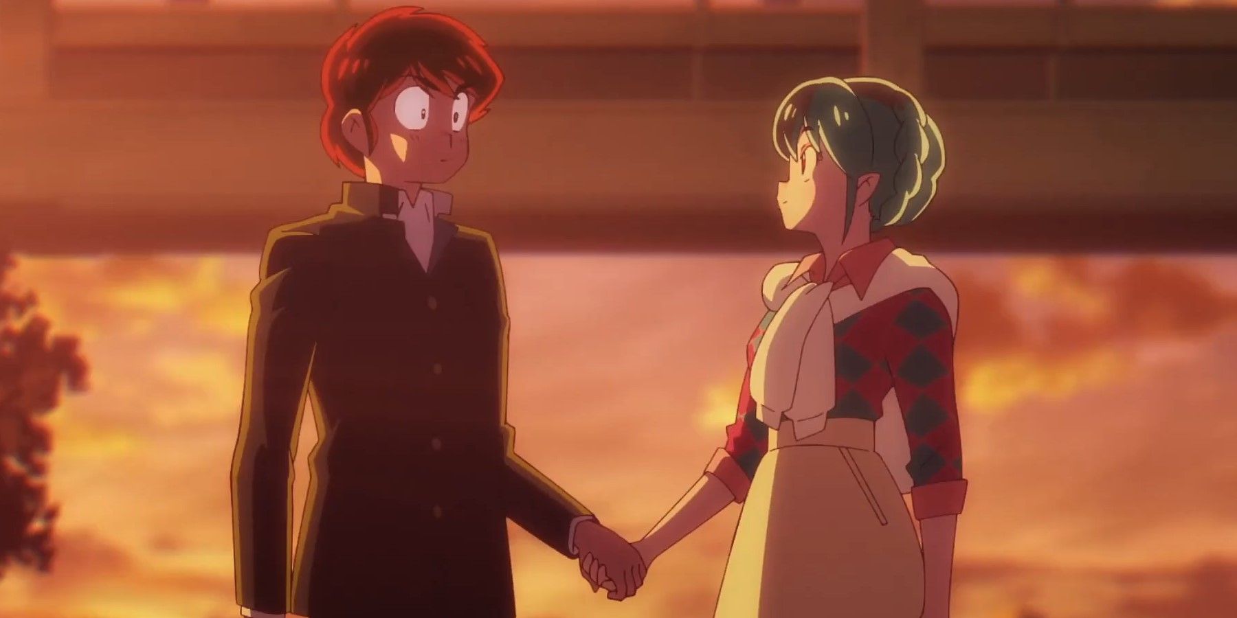 E5 Ataru and Lum holding hands