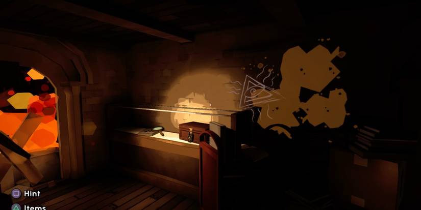 A side room in the Escape Academy Where There's Smoke library containing a locked box