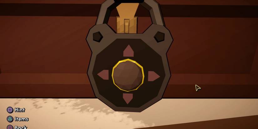 A locked box in Escape Academy Where There's Smoke, which has a padlock with directional arrows