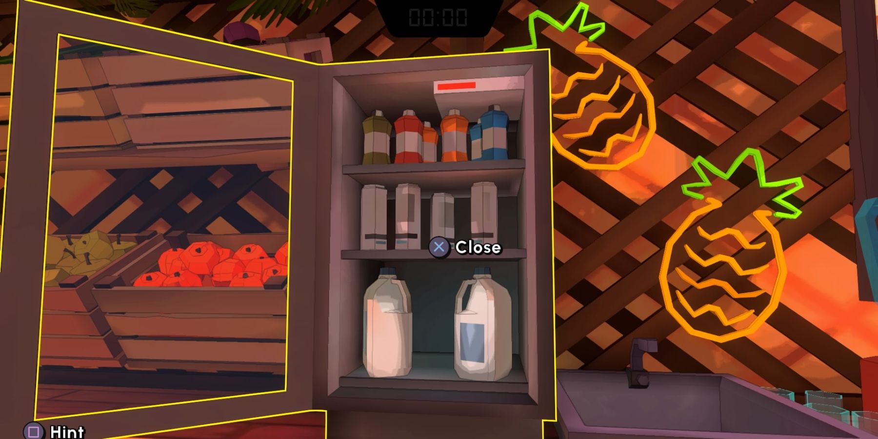 Getting milk from the fridge to make a smoothie in Escape Academy A Juicy Discovery