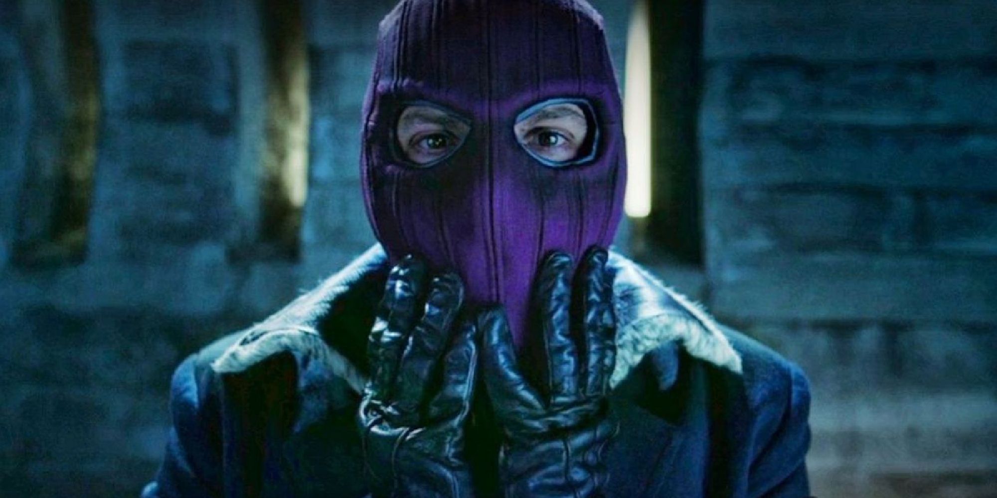 Baron Zemo donning a purple mask in Falcon & Winter Soldier